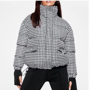 NEW Black MSGD Ski Houndstooth Printed Jacket